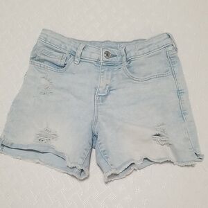 Light Blue Distressed Denim Shorts